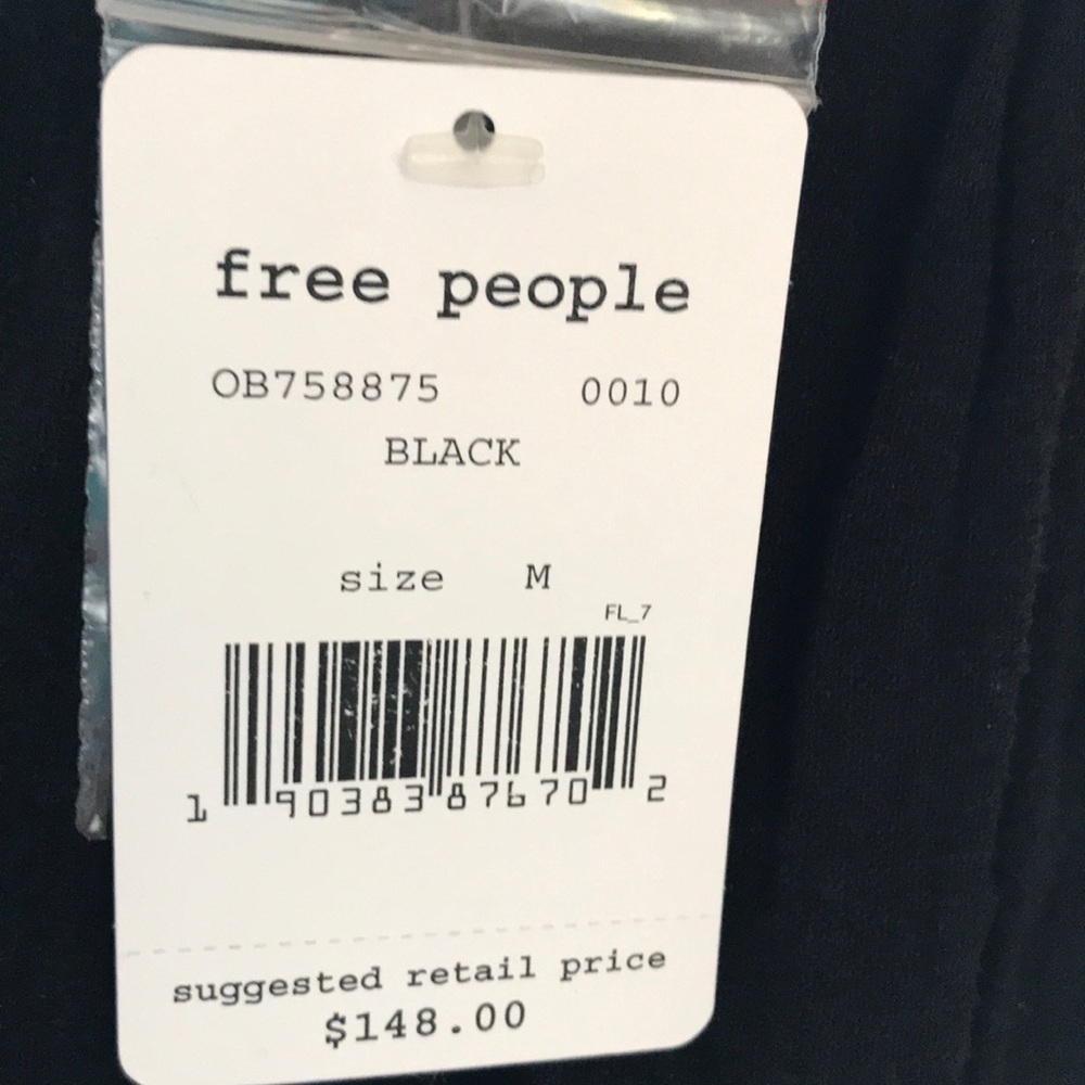 Free People Black Mini Dress with White Embroidered Trim - Picture 7 of 8